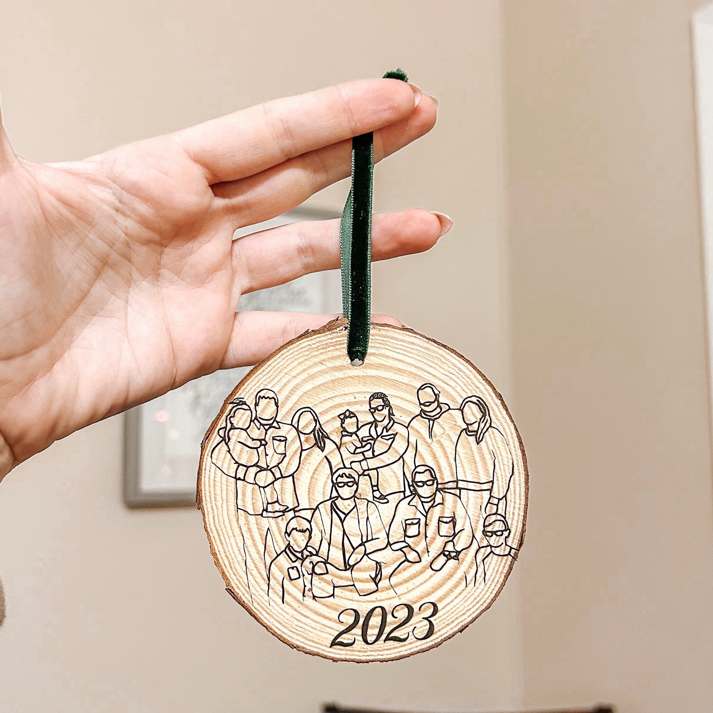 Outline Portrait Ornament - Wood