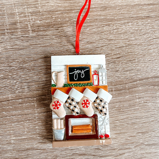 Stocking on the Mantle - custom family ornament