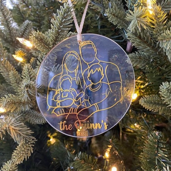 Custom Outline Portrait 4” Ornament