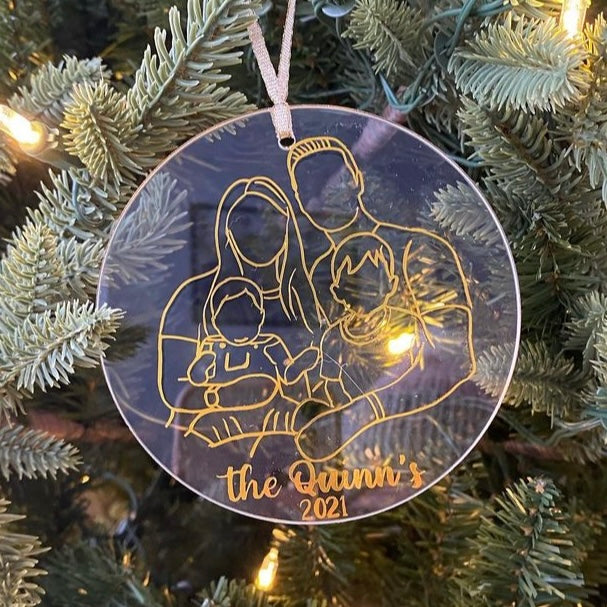 Custom Outline Portrait 4” Ornament