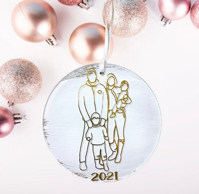 Custom Outline Portrait 4” Ornament